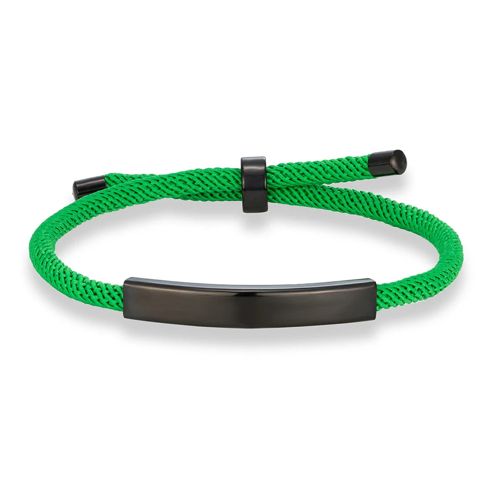 MKENDN Punk Custom Name Engrave Logo Id Bracelets Trendy Stainless Steal Rope Thread Bracelet Men Women Friendship Jewelry Gifts - Madeinsea©