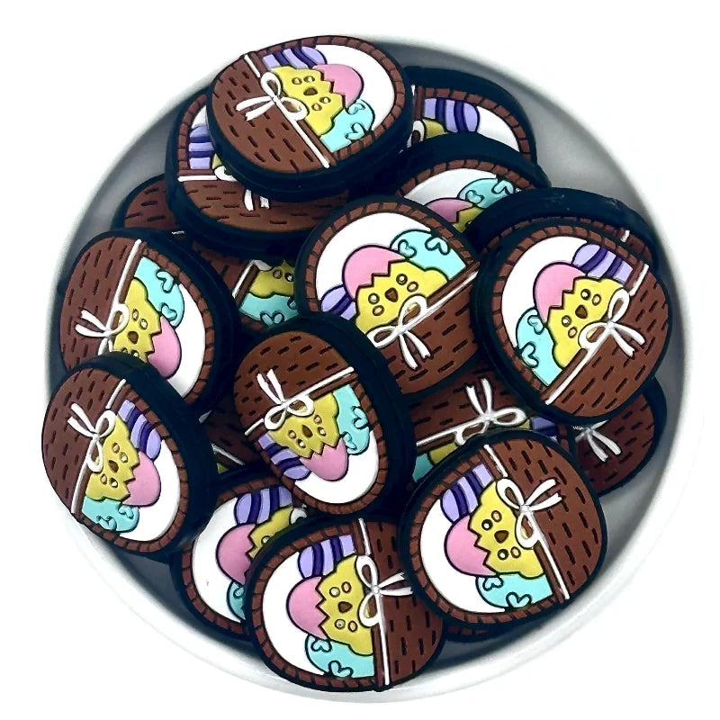 10/20PCS  Easter Series Silicone Focal Beads DIY Necklaces Jewelry Plastic Pen Beads Key Chain Car Decoration Chains Bag Chains