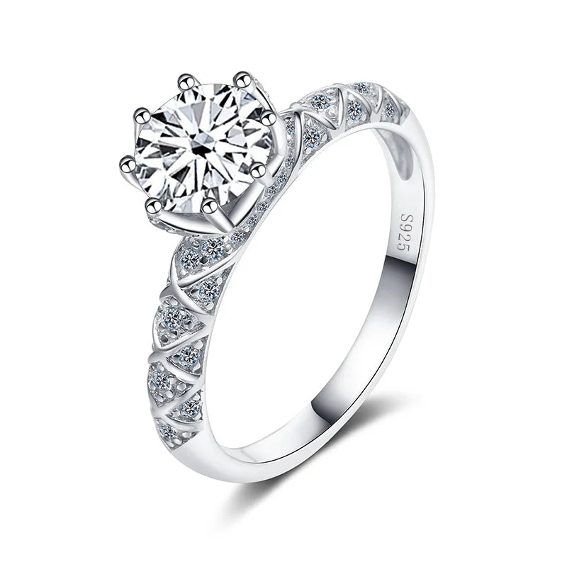 BagueRingen Round Cut 1ct VVS D Color Moissanite Ring For Women S925 Sterling Silver Plated Pt950 Gold Wedding Luxury Jewelry