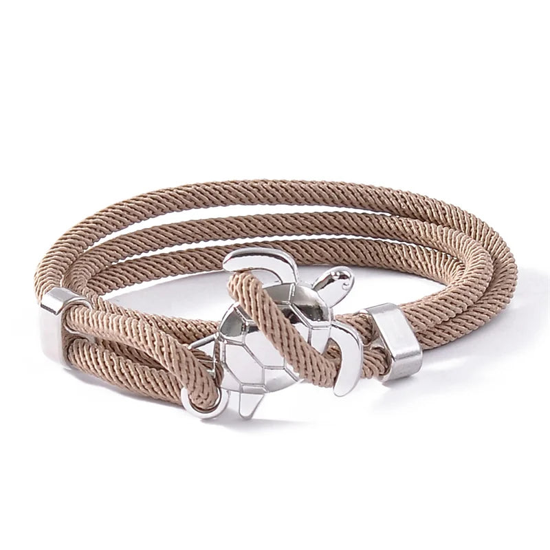 Cute Silver Color Sea Turtle Rope Bracelets For Women Men Wristband Jewelry High Quality Milan Line Pure Hand Knitting Bracelet