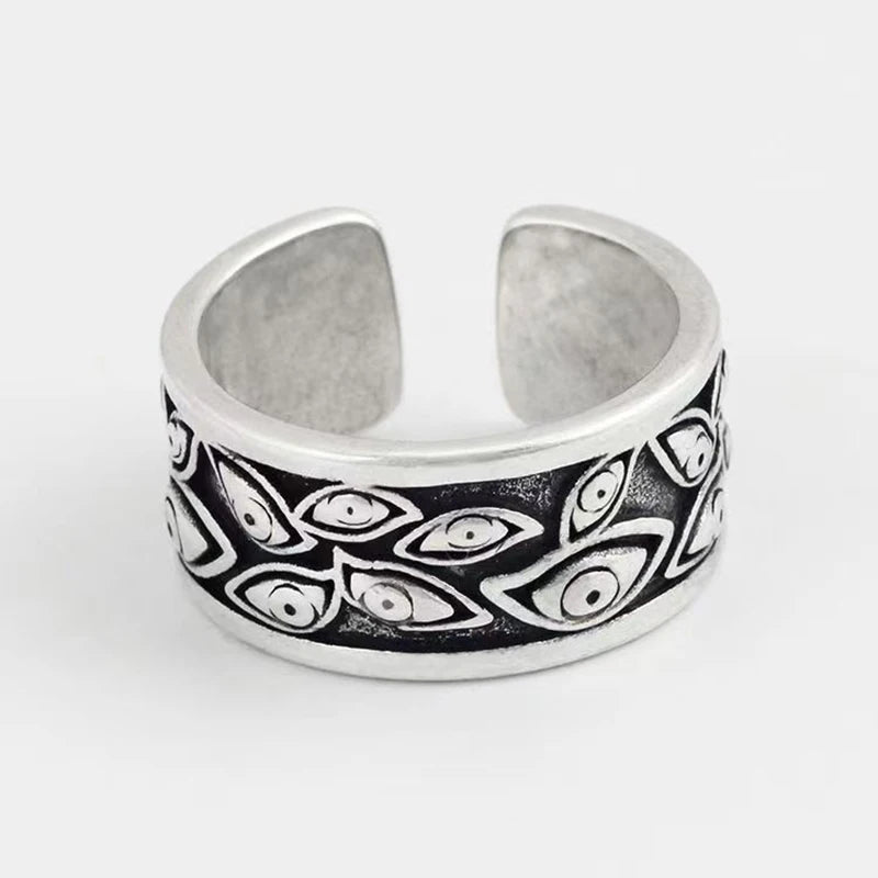 Retro Devils Eyes Ring For Men Silver Color Punk Gothic Adjustable Cuff Ring Rock HipHop Handmade Jewelry Accessories Man Gift - Madeinsea©