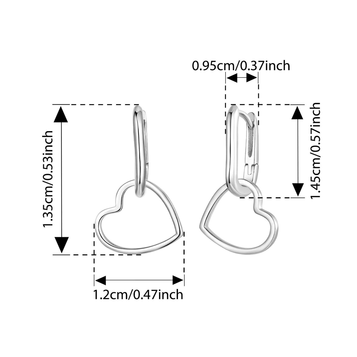 WOSTU Original 925 Sterling Silver Heart Drop Earrings U Hoop Plated gold Minimalist For Women Birthday Party Gift Fine Jewelry