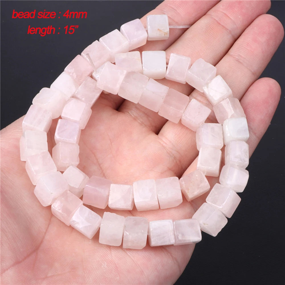 45 Style Natural Rose Quartz Bead Round Tube Crystal Loose Beads For Jewelry Making Handmade Diy Bracelet Necklace Accessories