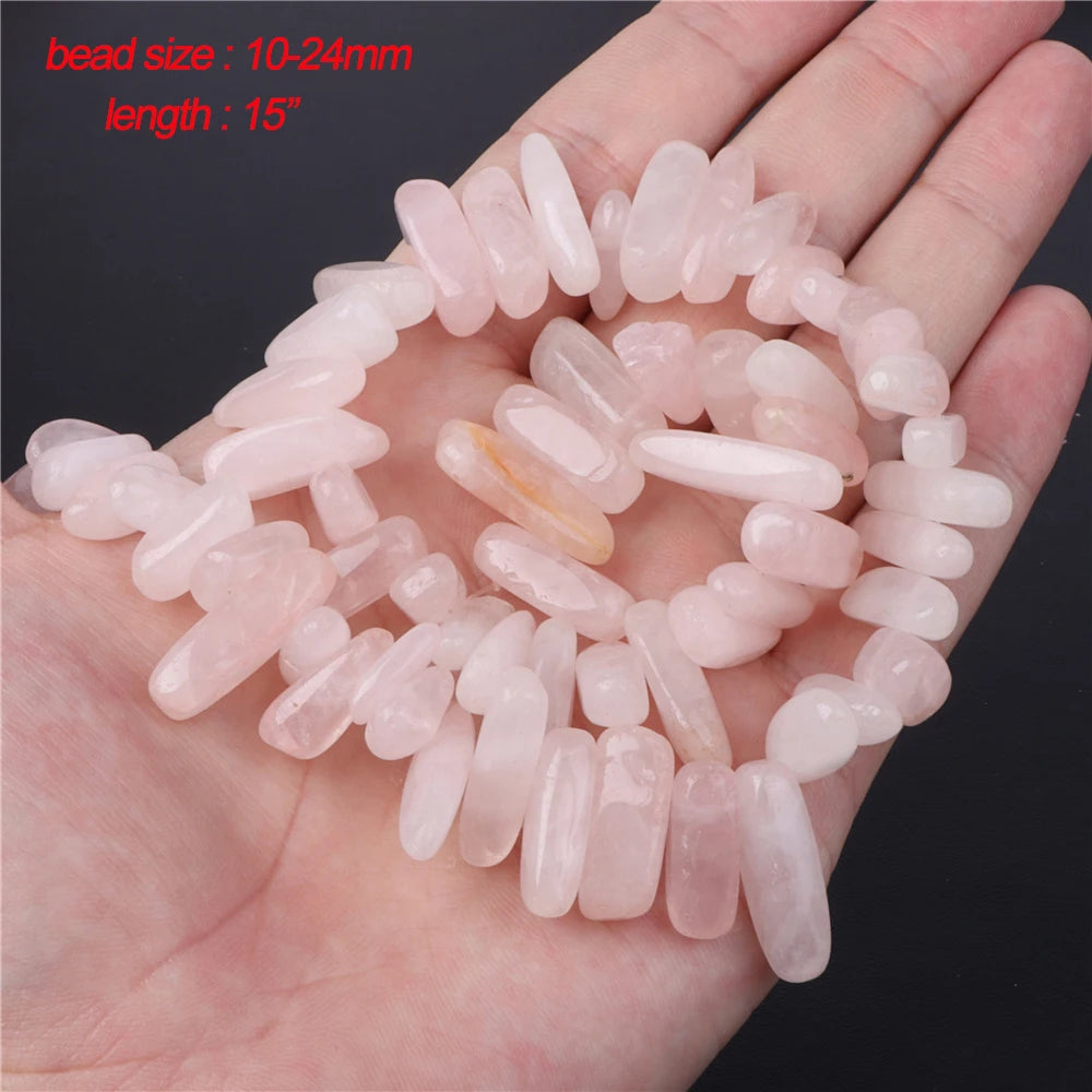 45 Style Natural Rose Quartz Bead Round Tube Crystal Loose Beads For Jewelry Making Handmade Diy Bracelet Necklace Accessories