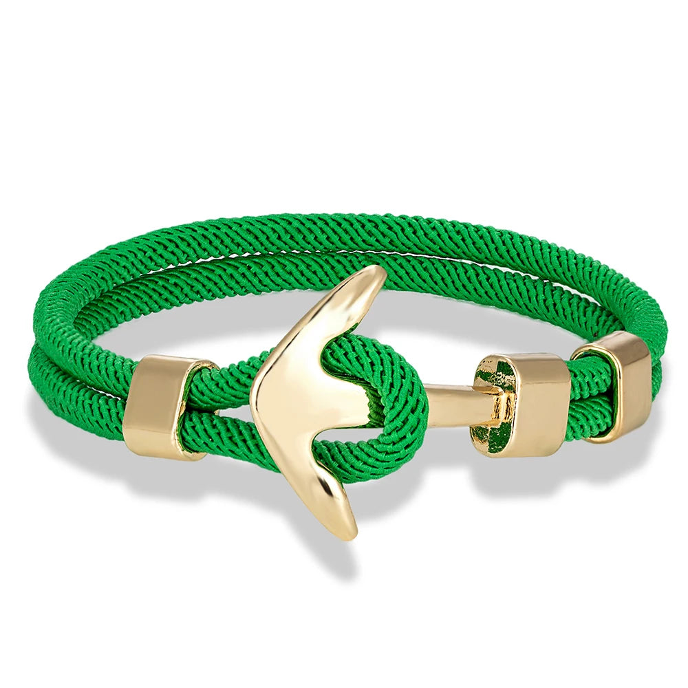 MKENDN Waterproof Anchor Bracelets Men Double Strand Nautical Survival Rope Bracelet For Women Gold Color Navy Sport Buckle