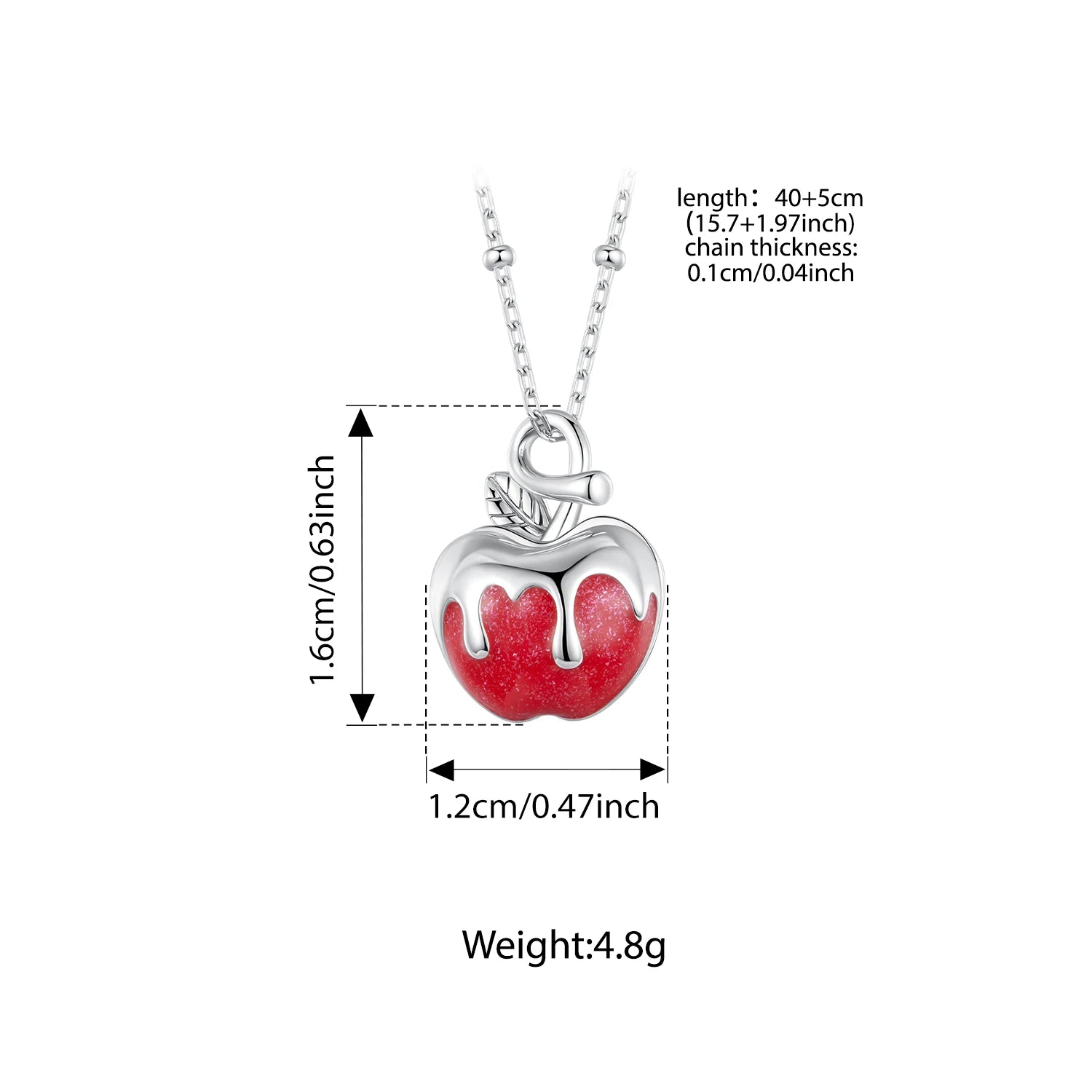 BAMOER 925 Sterling Silver Christmas Apple Pendant Necklace Adjustable Link Chain with Beads for Women Teens Xmas Jewelry Gift