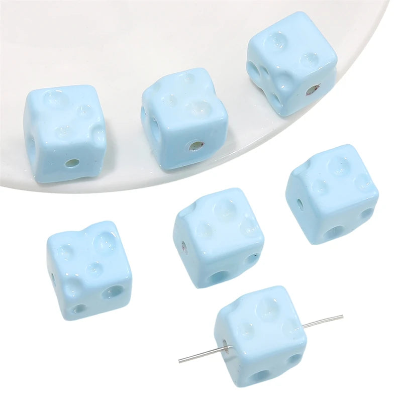 5pcs Cube Cheese Bead Acrylic Spacer Loose Beads For Jewelry Making diy Decorations Bracelet Phone Chain Keychain Accessories