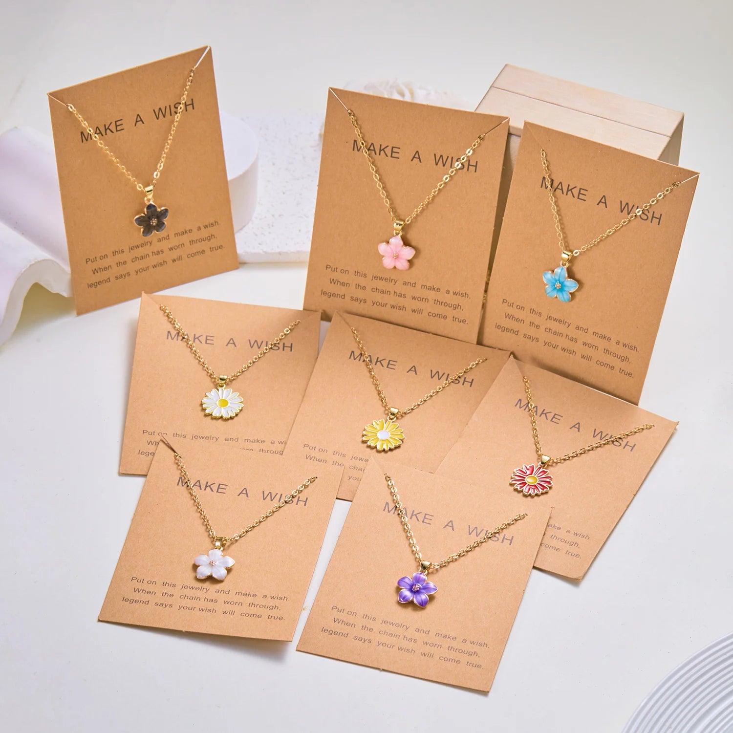 New Flower Pendant Necklace for Women Romantic Cherry Blossom Gold Color Metal Chain Choker Girls Party Wedding Neck Jewelry - Madeinsea©