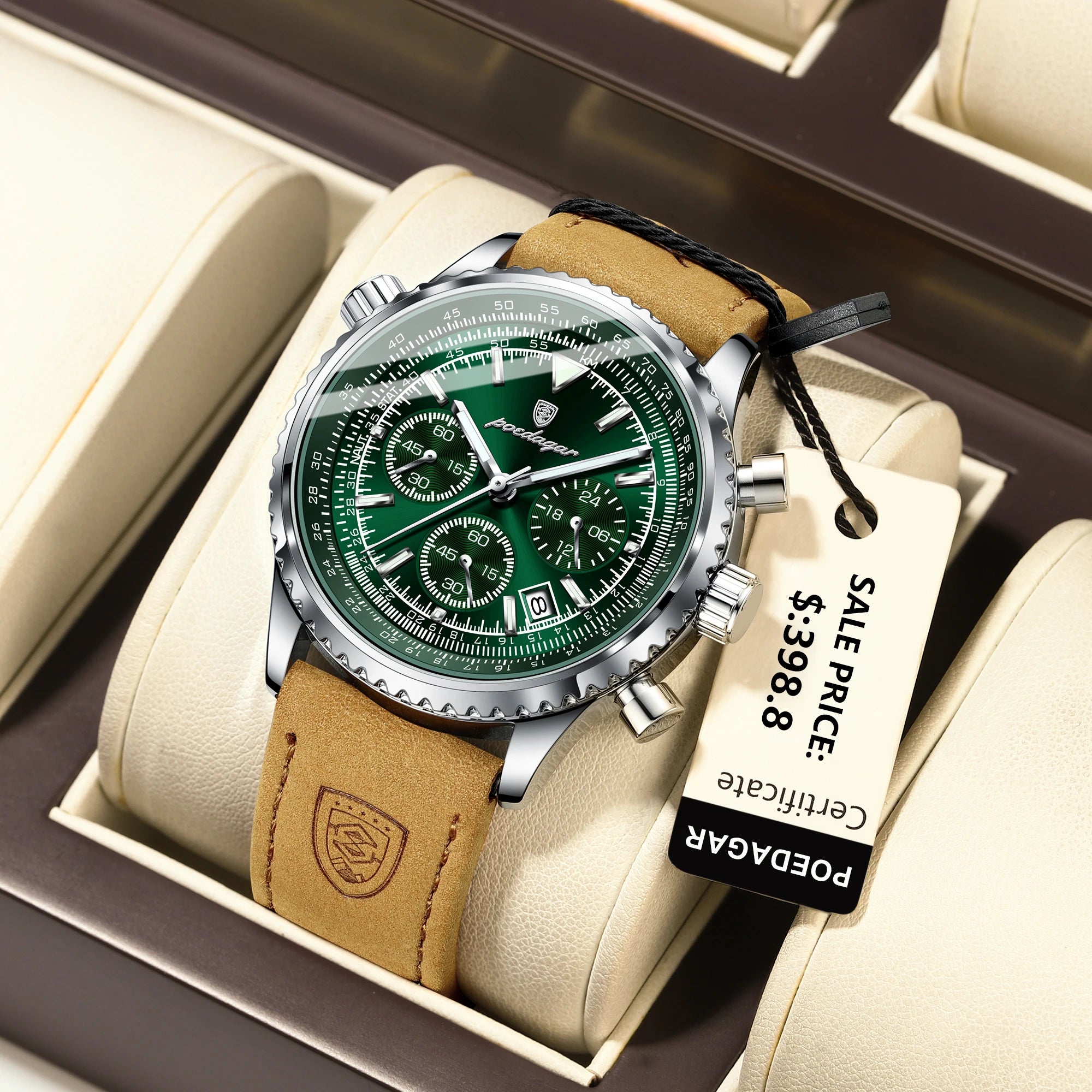 POEDAGAR Luxury Man Watch Quartz Waterproof Luminous Date Chronograph Leather Men Wristwatch Military Sports Men's Watches Reloj - Madeinsea©