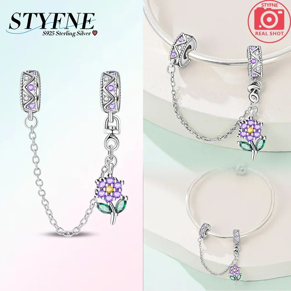 Original 100% 925 Sterling Silver Clasp Clip Bead Star Moon Safety Chain Fit 925 Original Bracelet DIY Jewelry Making Women Gift