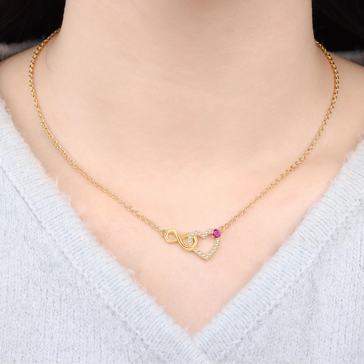 PANPOKI S925 Sterling Silver Infinite Love Eternal Pendant Necklace for Women Birthday Original Gifts Fashion Fine Jewelry
