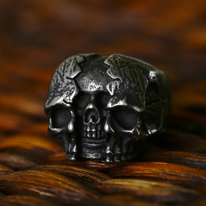 BEIER 2024 Nouvelle Arrivée 316L Acier Inoxydable Gothique Cassé Squelette Crâne Anneau Pour Hommes Biker Gothique Bijoux En Gros