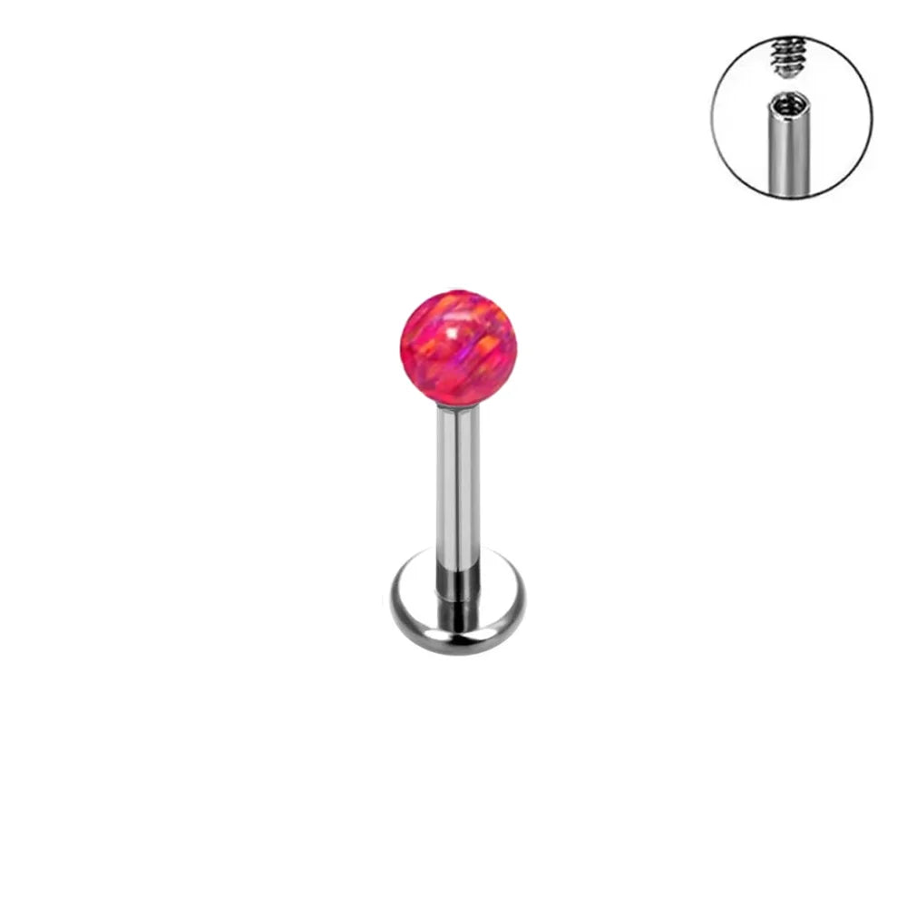 ASTM F136 Titanium Earrings Labret Colorful Opal Ball Sexy Nose Rings Lip Stud Ear Cartilage Tragus Piercing Body Jewelry