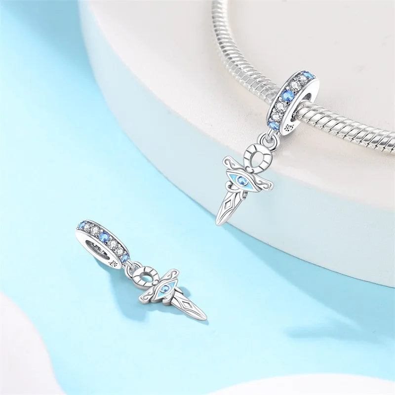 Classic 100% 925 Sterling Silver Daemon Angel Cross Evil Eye Charms Beads Fit 3mm 925 Original Bracelets DIY Party Jewelry