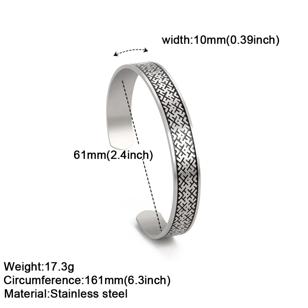 Viking Triquetra Cuff Bangle for Men Boy Stainless Steel Good Luck Celtic Knot Amulet Vintage Irish Knots Bracelet Jewelry Gift