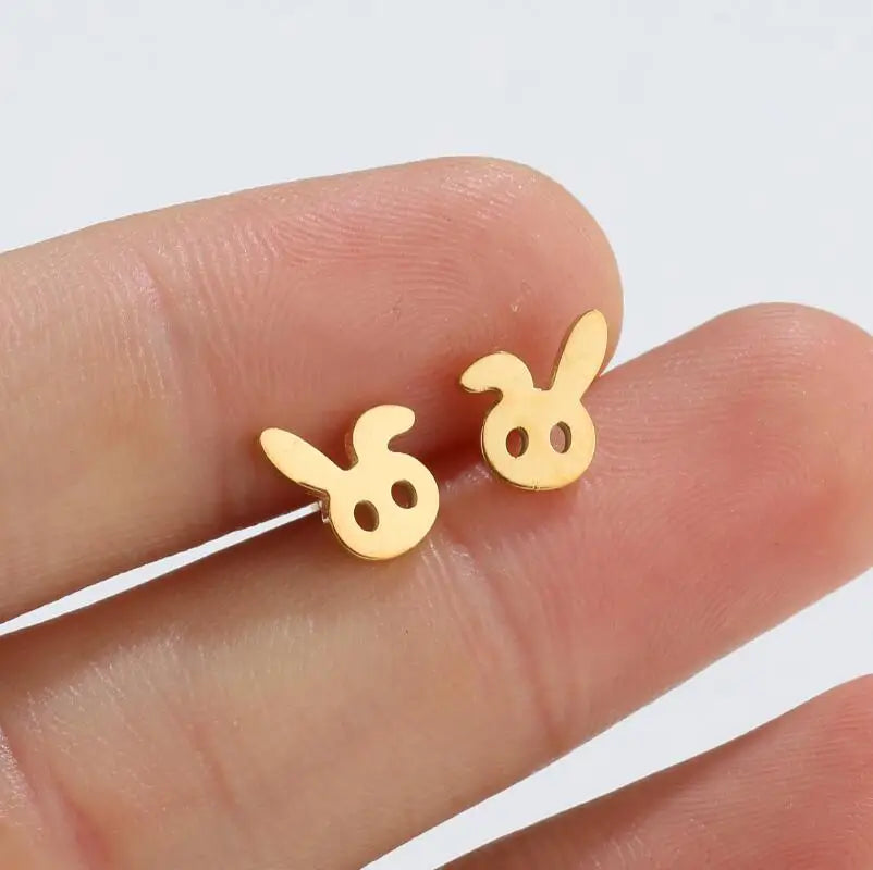 Cute Animal Paw Rabbit Carrot Stainless Steel Earrings Studs Woman Charms Trendy Jewelry Decoration Birthday Party Gift for Girl