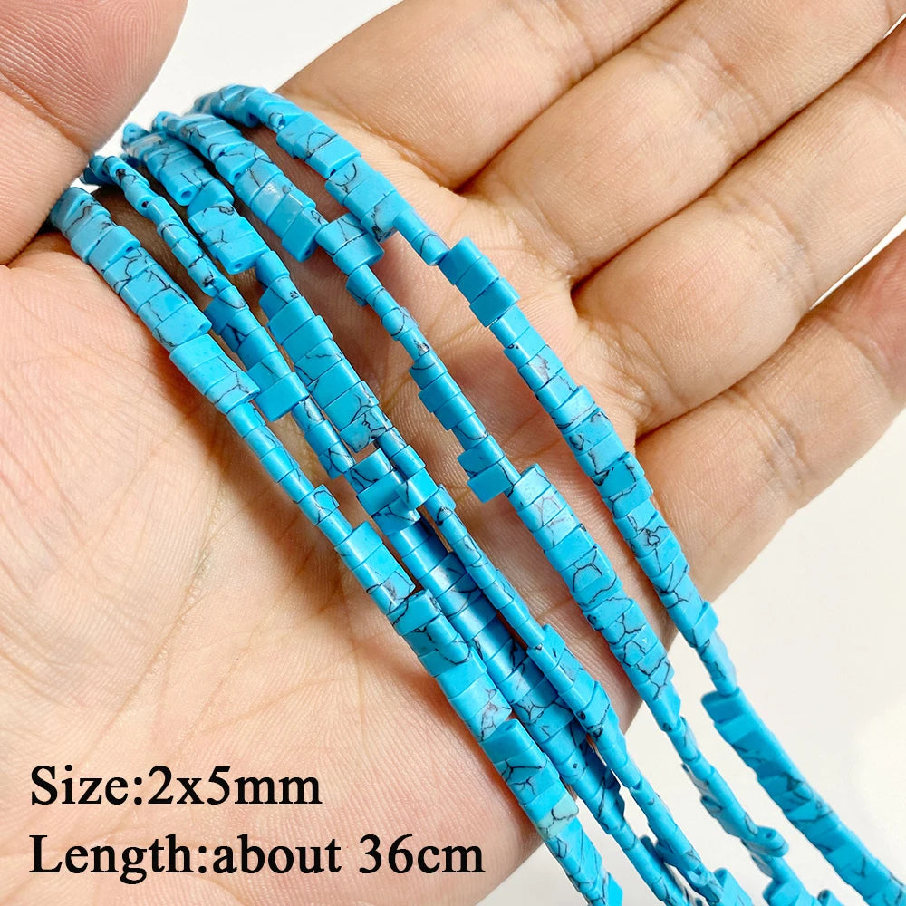 Wholesale Blue Turquoise Stone Beads Round Square Rondelle Irregular Loose Spacer Bead For Jewelry Making DIY Bracelet Necklace