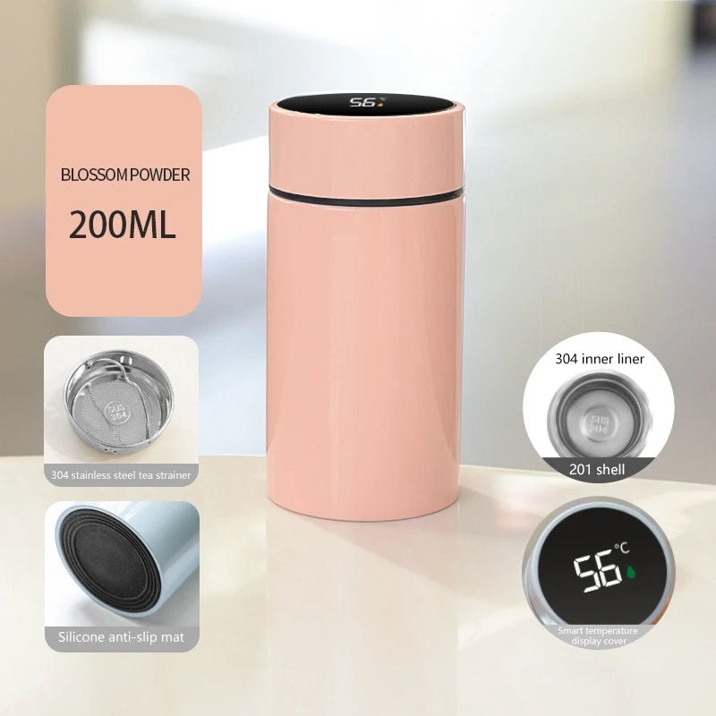 200ML Smart Thermos Water Bottle Intelligent Temperature Display Stainless Steel Vacuum Flasks Thermoses With Filter Tee Cup