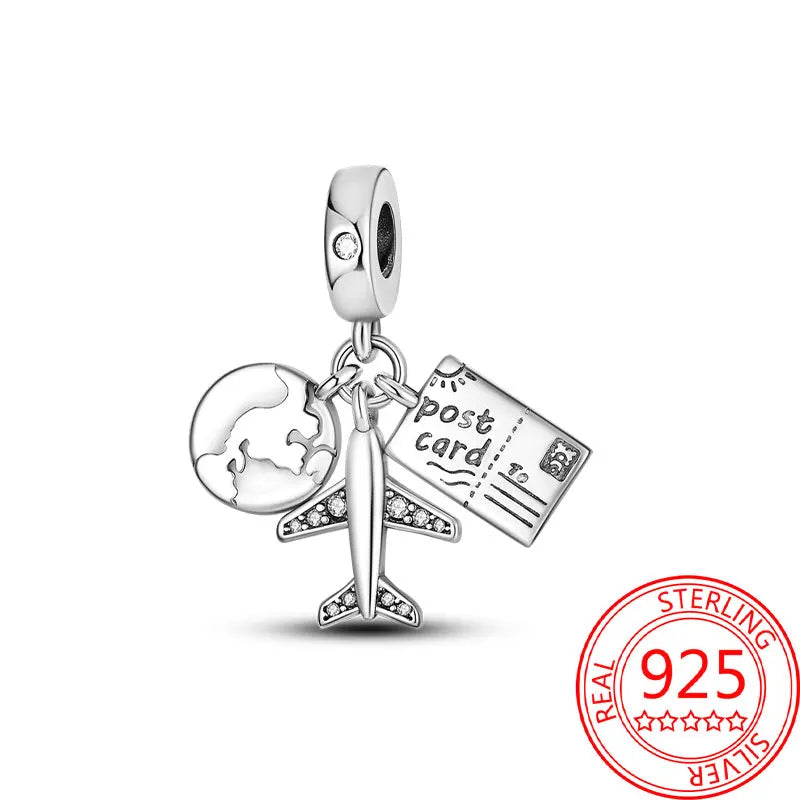 925 Sterling Silver Paris Tower Aircraft Travel Charm Pendant Beads Fit Charm Original Bracelet for Women Jewelry Making