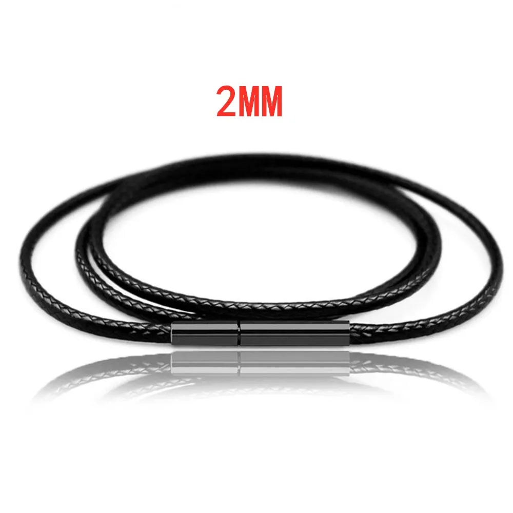 MKENDN Black Leather Chain Necklace for Diy Women Men Handmade Braid Rope Long Necklace 40/50/60/70CM Neck Pendant Chain Jewelry