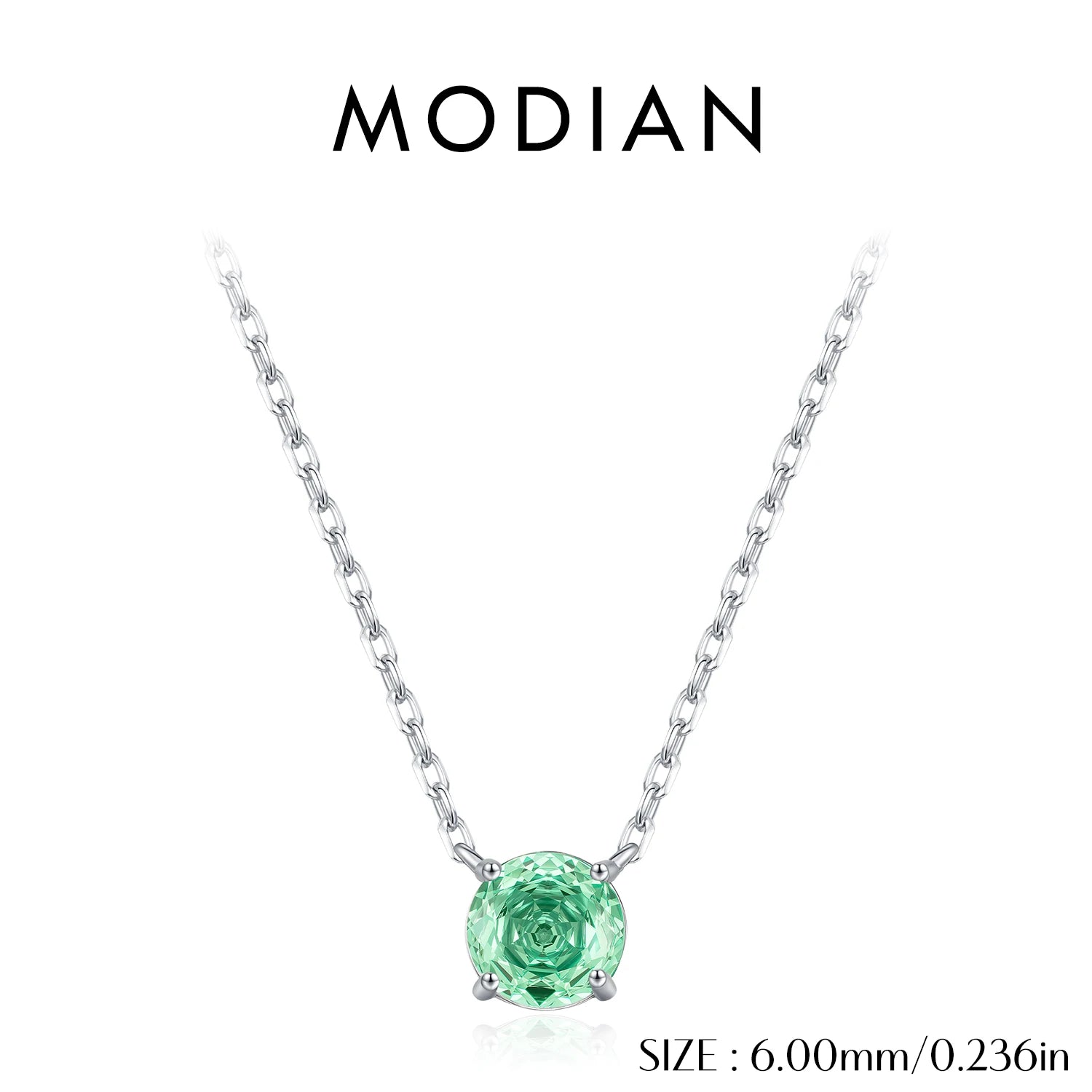 MODIAN 925 Sterling Silver Multi-Color Fashion Round Rose Cut Zirconia Pendant Necklace For Women Vacation Fine Jewelry  ﻿