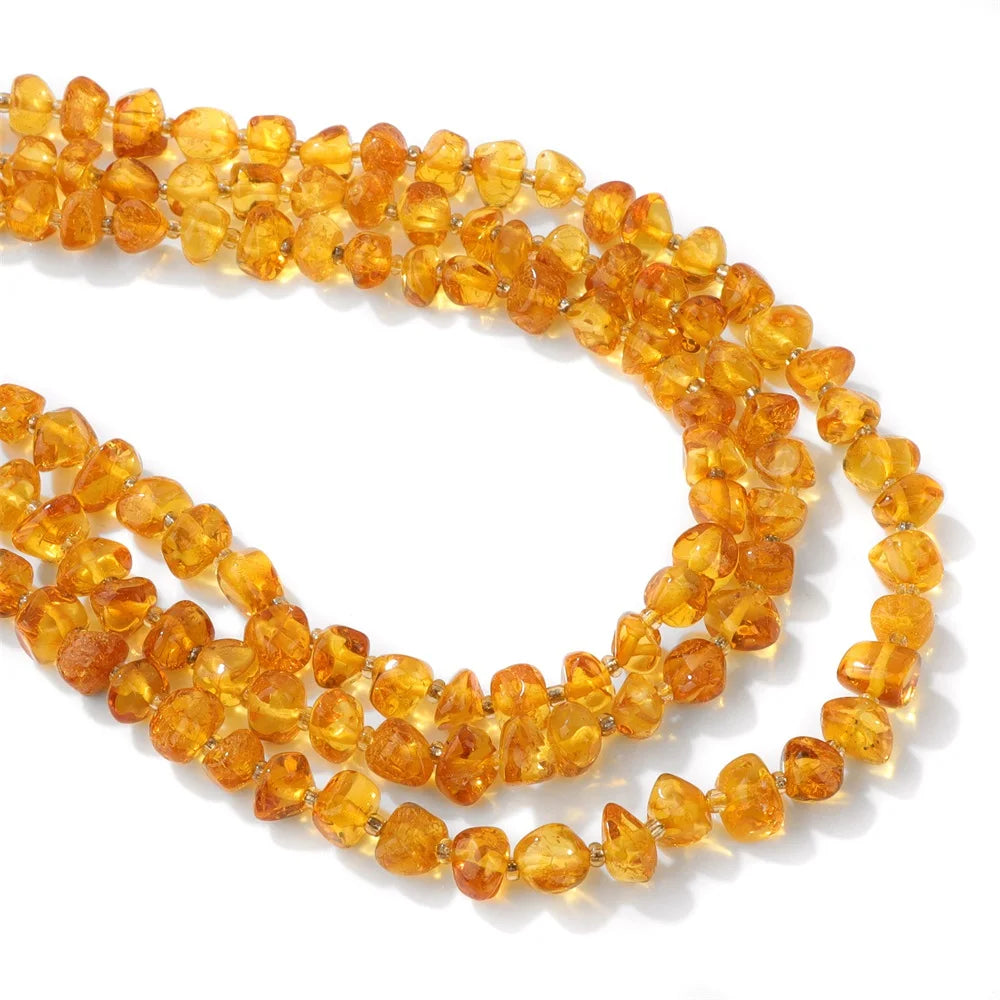 100% Natural Irregular Amber Stone Bead Round Oval Nugget Chips Raw Ambers Beads DIY Bracelet Necklace Jewelry Accessories