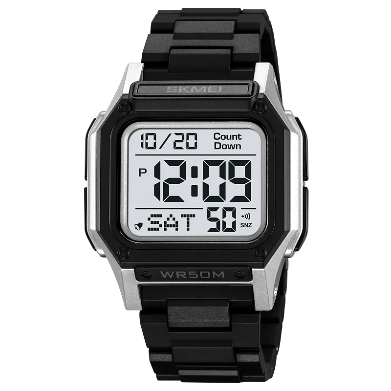 SKMEI Waterproof Sport Watch for Man Countdown Stopwatch Digital Wristwatch 2Time Fashion Mens Clock