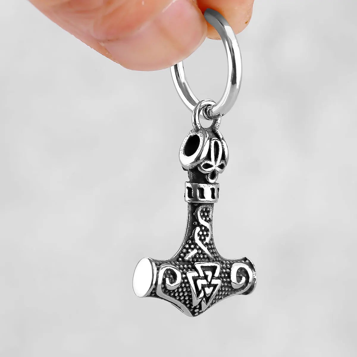 Men's Classic Stainless Steel Thor's Hammer Viking Earrings Fashion Vintage Amulet Jewelry Studs Teen Party Gifts Wholesale - Madeinsea©