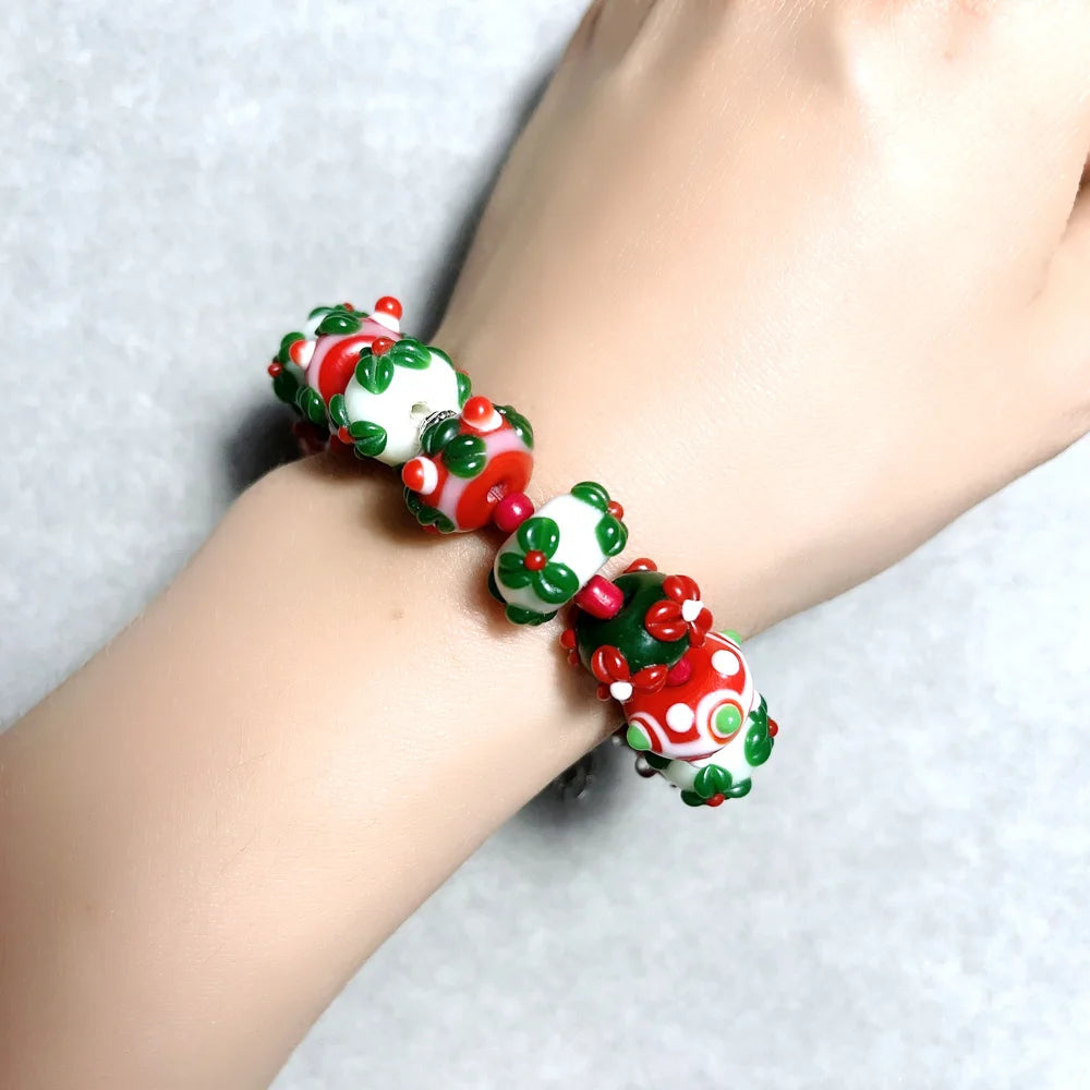 Christmas Gift Pure Handmade Retro Lampwork Glass Beads For Crafts Charm Bracelets