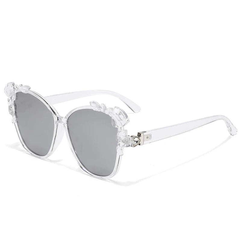 New Fashion Candy Color Cat Eye Sunglasses Women Men Gradients Lens Y2K Punk Popular Style Diamond Decoration Frame Luxury UV400