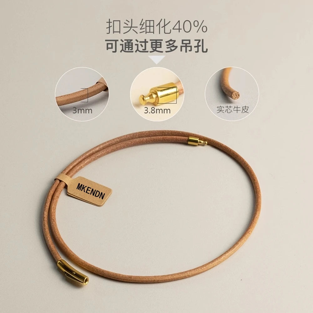 MKENDN Handmade Simple Style Primary Color Cowhide Choker Necklace Leather Necklace Stainless Steel Clasp Male Women Jewelry