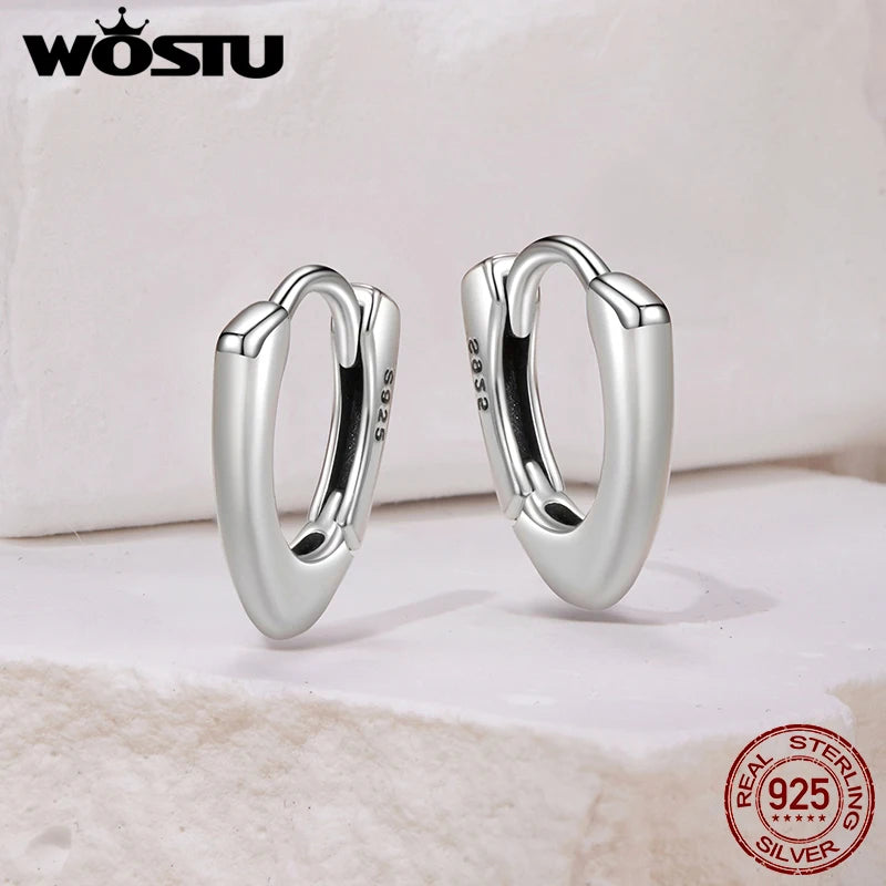 WOSTU 925 Sterling Silver Heart Rainbow Gems Gothic Huggies Earrings For Women, Skeleton Hand Punk Hoop Earring Halloween Gift