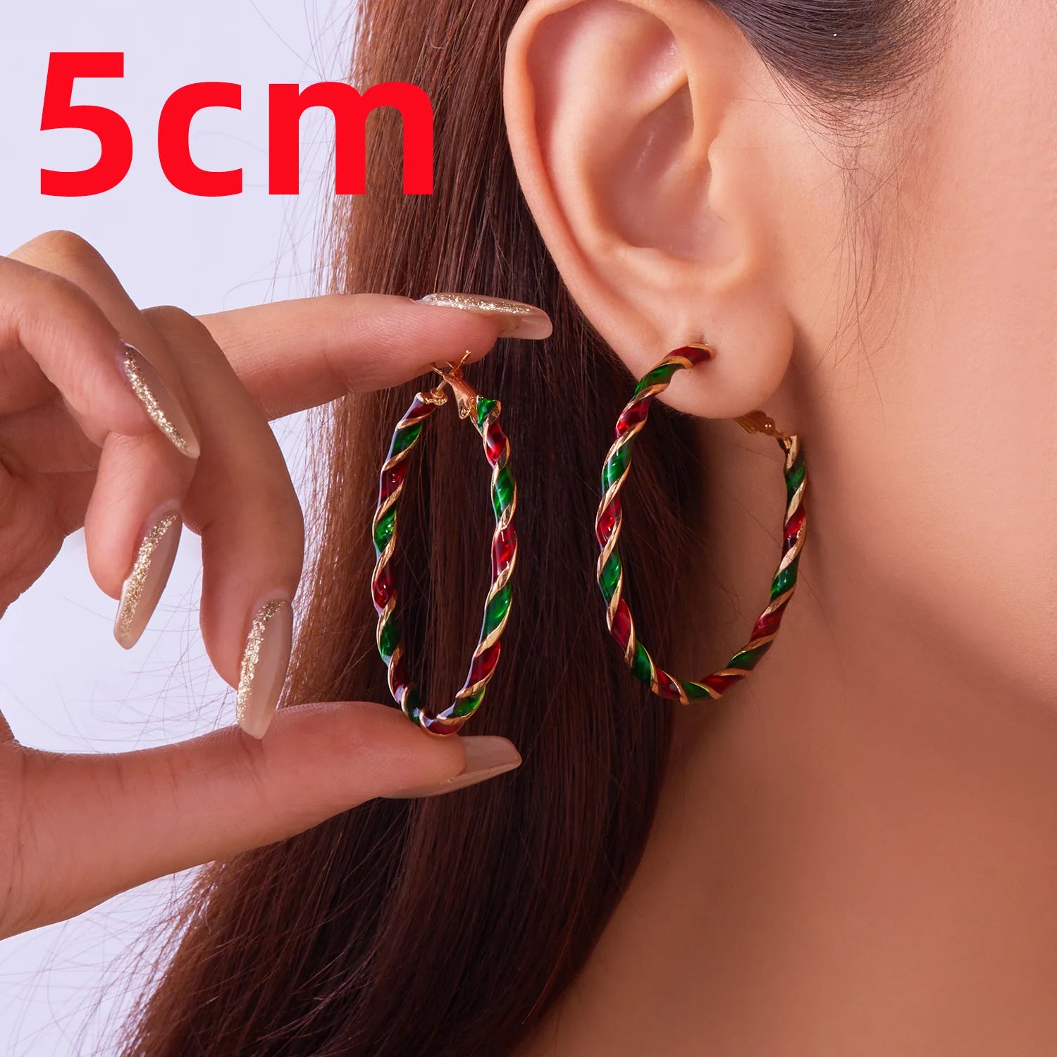Christmas Big Round Circle Hoop Earrings For Women Colorful Twist Punk Exaggerate Earring Party Festival New Year Jewelry Gifts