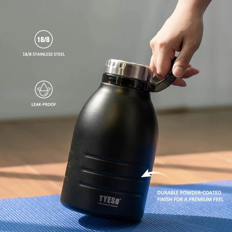TYESO Stainless Steel Insulated Water Bottle Portable Wide Mouth Thermos for Outdoor Sports Camping & Gym Leak-Proof & Durable