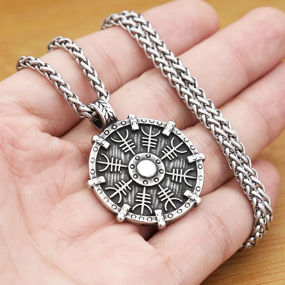Collier avec pendentif boussole runique Viking nordique pour homme, collier amulette Viking simple en acier inoxydable, bijoux à breloques, cadeaux