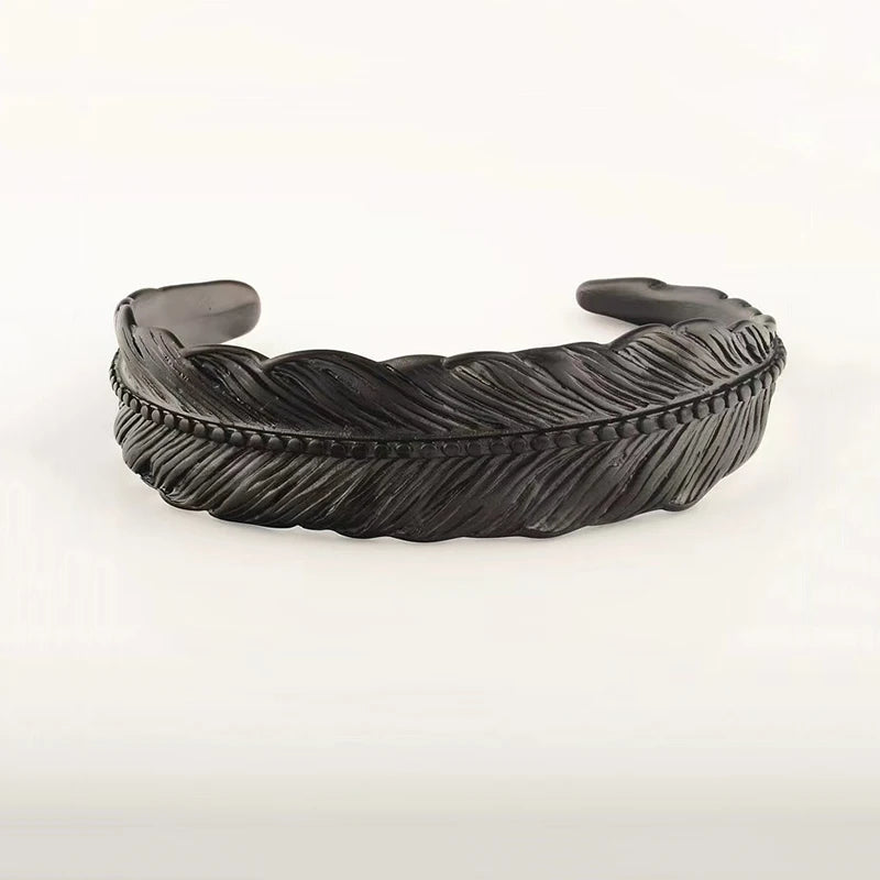MKENDN 18K Gold Plated Horseshoe Cuff Bangle for Men Stainless Steel Feather Screw Design Fashion Hip Hop Jewelry Bracelet
