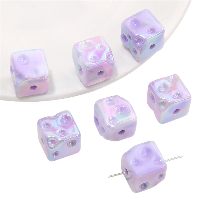 5pcs Cube Cheese Bead Acrylic Spacer Loose Beads For Jewelry Making diy Decorations Bracelet Phone Chain Keychain Accessories