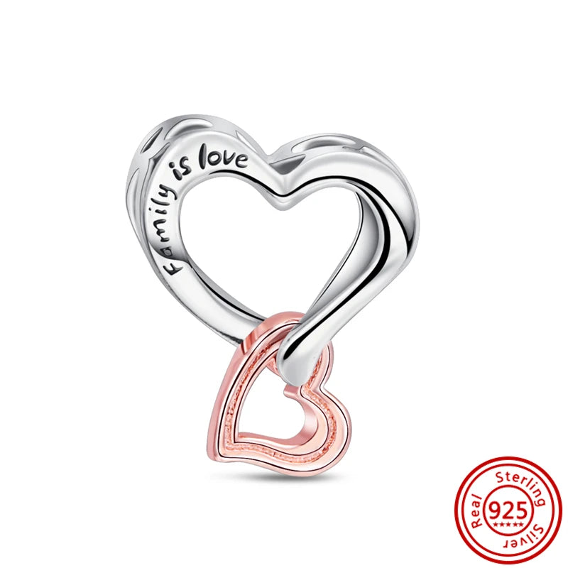 Authentic 100% 925 Sterling Silver Fit Original Pantaro Charms Bracelet Heart Round Style Simple Beads Women DIY Jewelry Making