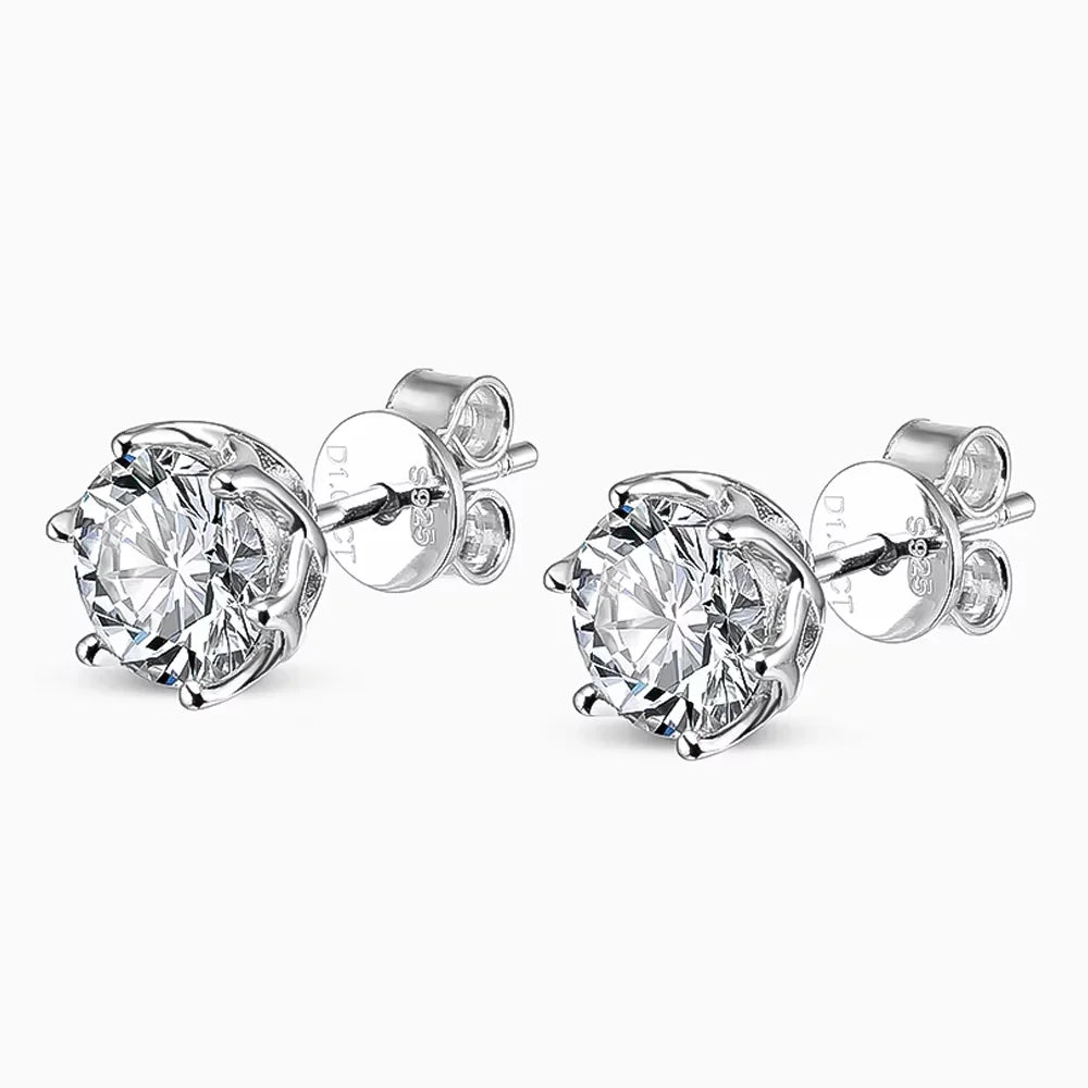 Serenity 0.5CT 1CT 2CT D Color Moissanite Earrings For Women 100% 925 Sterling Silver Plated 18K Sparkling Stud Earrings Jewelry - Madeinsea©