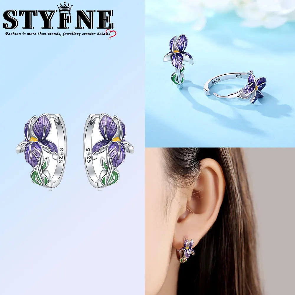 925 Sterling Silver Plants and Insects  Drops Earrings Little Green Leaves and Fireflies Earrings Suitable for Women's Jewelry
