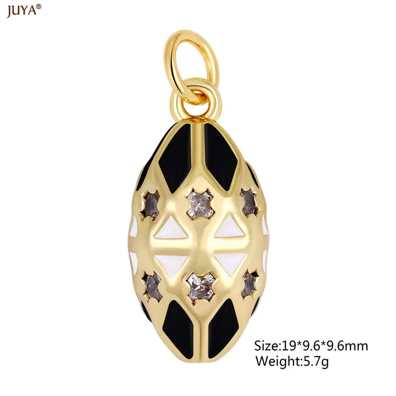 JUYA New 3D Water Drop Pendant Bohemia Type CZ Enamel Charm For DIY Women Necklaces Jewelry Making Accessories