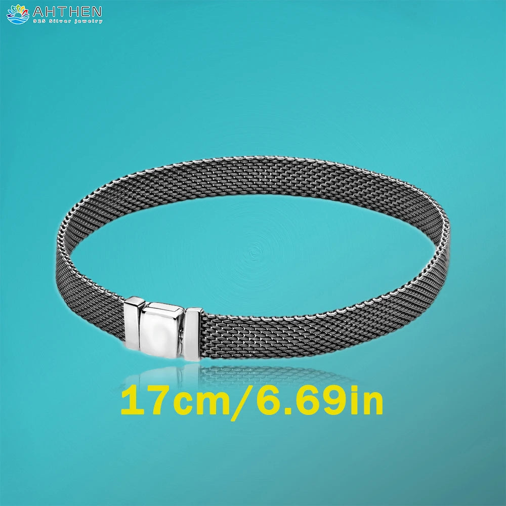 Ahthen 925 Sterling Silver Bead Silver Star Timeless Sparkle Heart Dangle Clip Charms fit Snake Chain Reflexions Bracelets