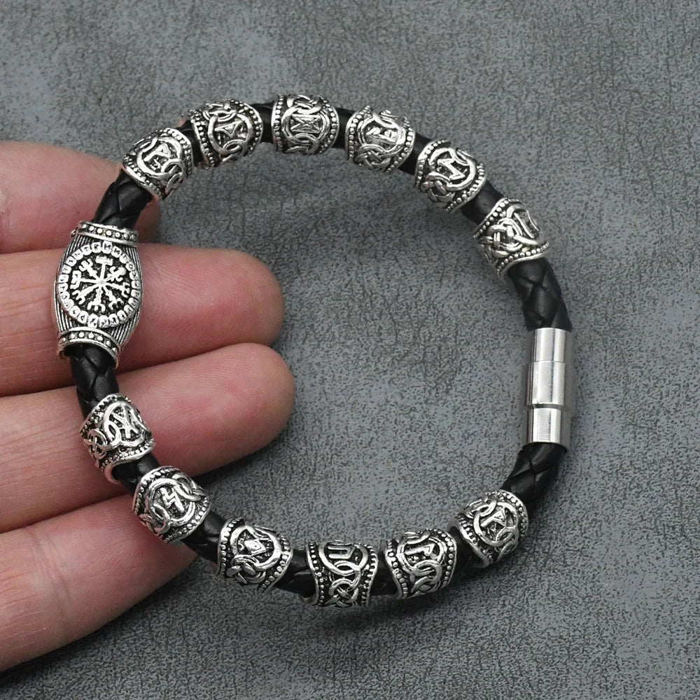Norse Runes Bracelet Vikingo 3pcs /11pcs/13Pcs/15pcs Runes Beads Vegvisir Compass Amulet Viking Bracelet Slavic Accessorier