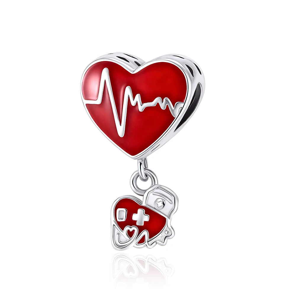 New 925 Silver Red Color Charm Strawberry Bee perfume Dream Catcher Apple Bead Fit Original Bracelet Jewellery Gift red heart