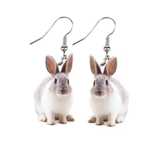 Boucles d'oreilles pendantes en acrylique pour femme, cadeau de Pâques, motif lapin mignon, bijoux intéressants pour festival et fête