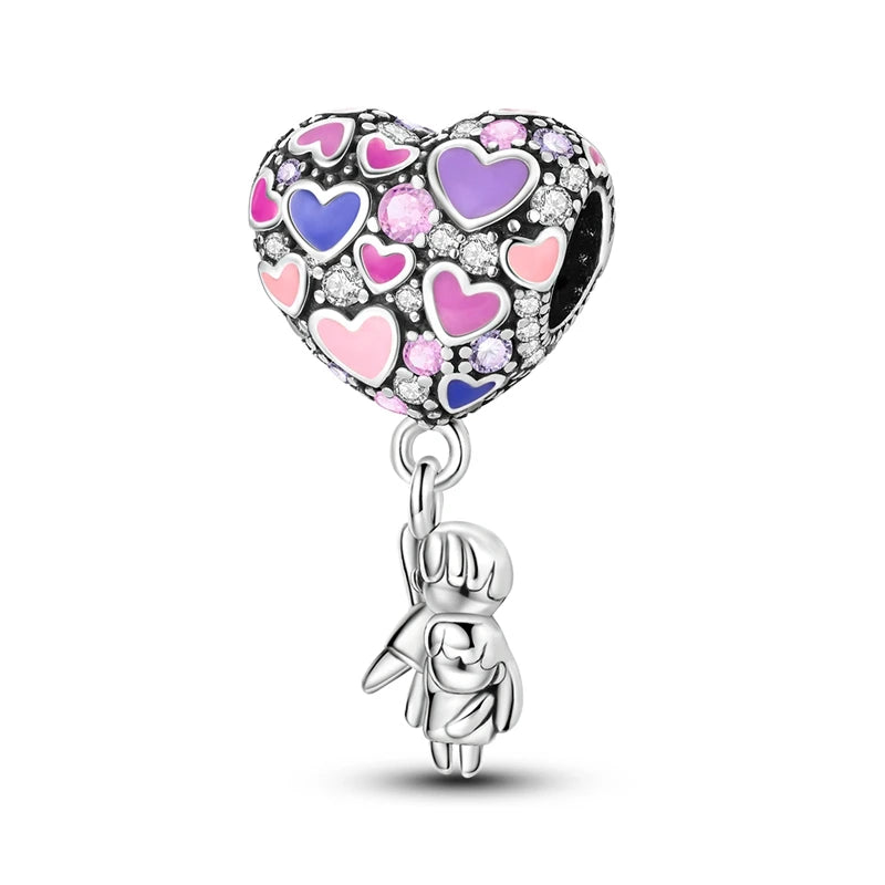 New 925 Sterling Silver Charm Love Heart Warm Family Series Beads Fit Original Charms Bracelets Pendant DIY Jewelry Gift - Madeinsea©