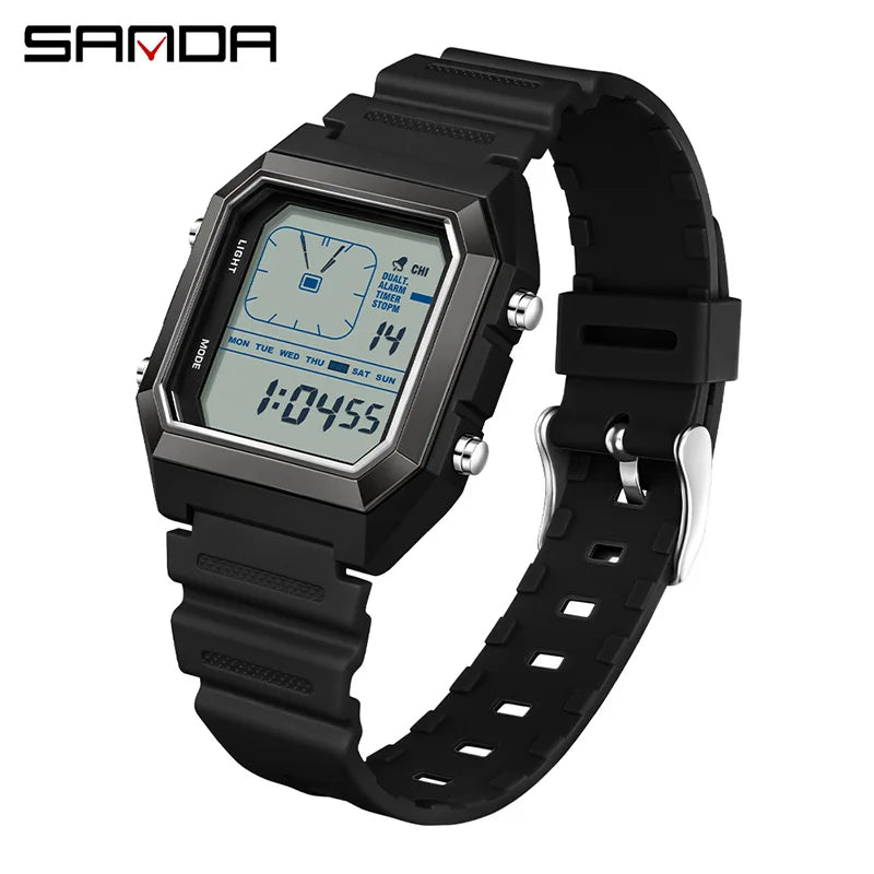 SANDA 6307 Fashion Digital Watches for Man Multifunction Luminous Chronograph Calendar Outdoor Sport Waterproof Electronic Watch