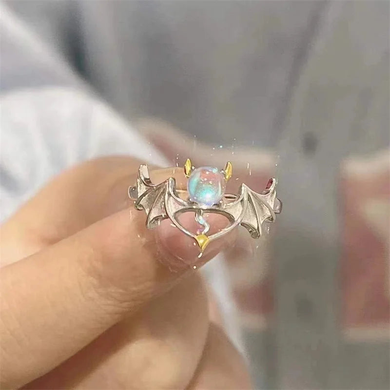 Retro Minimalist Opening Rings For Women Double Layer Moon Stars Cross Zircon Adjustable Finger Ring Girl Personality Jewelry