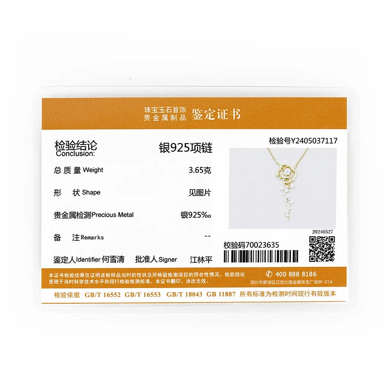 OXTAO Rose Moissanite Jewelry Set 925 Sterling Silver Retro Classic Rose Gold Pendant Necklace Boutique Jewelry Gift with Certif