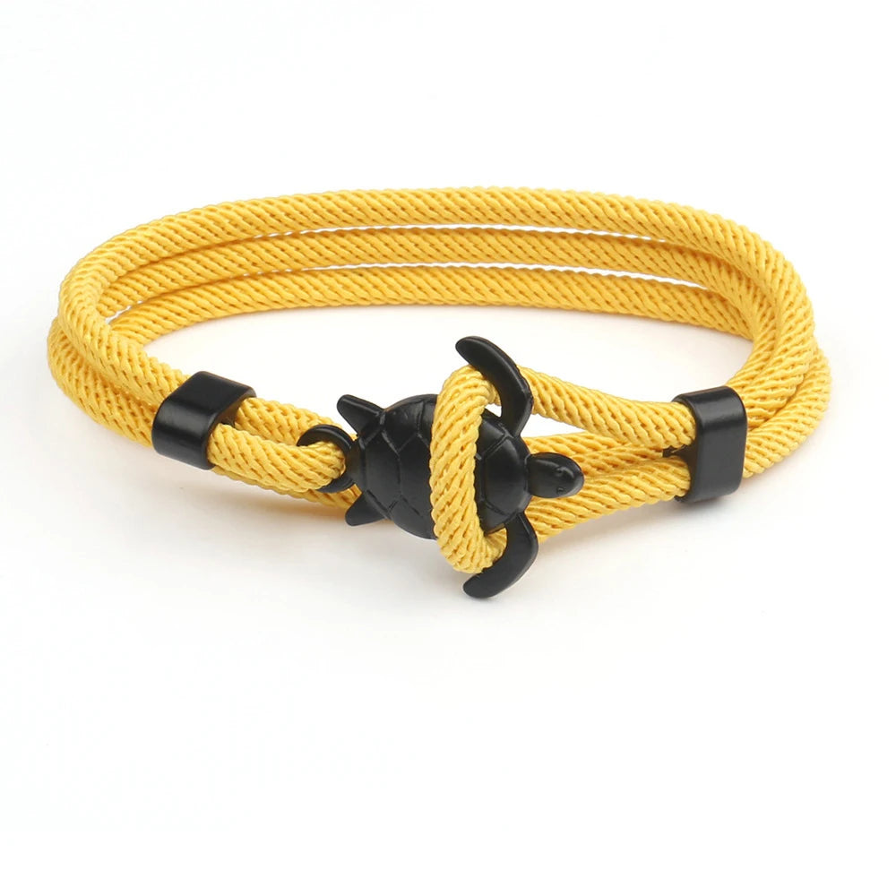 Bracelet homme simple et élégant en corde tressée à la main, style tortue de mer, de haute qualité, finition milanaise. Bijou idéal à offrir.